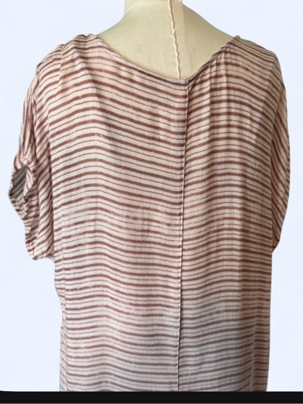 Free People Beige Striped dress with Pink & Yellow Floral Center lining snaps in - Picture 6 of 12